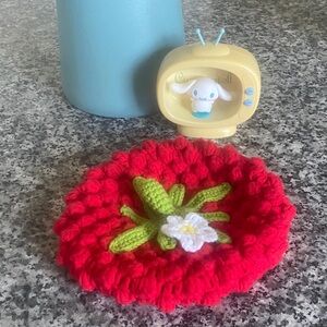 Handmade crochet strawberry Flower Beret